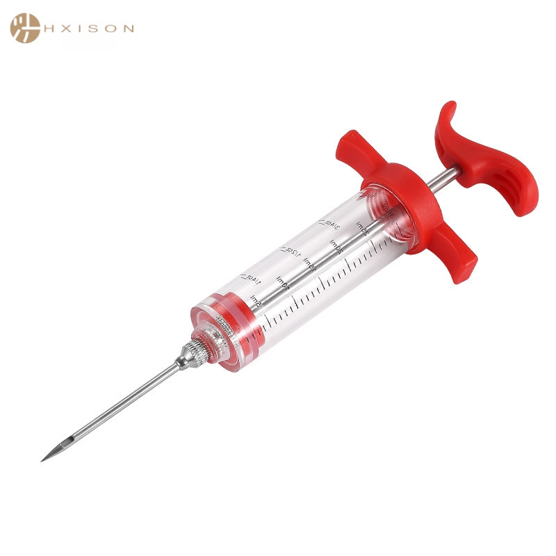 Mėsos marinavimo injektorius su 3 adatomis — nerūdijančio plieno; Hong Xiansen prekės ženklas; su spausdintu logotipu