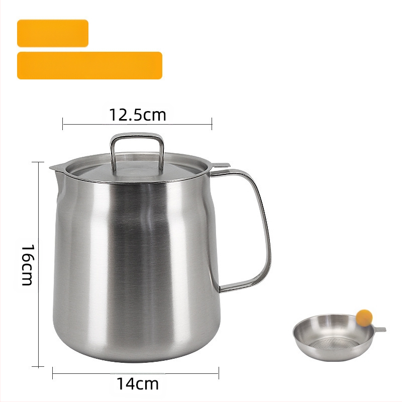 304 nerūdijančio plieno aliejaus filtravimo puodas, namų aliejaus saugojimo indas su dangčiu ir filtru, tinkamas pilimui aliejaus ir aliejaus šepetėliui