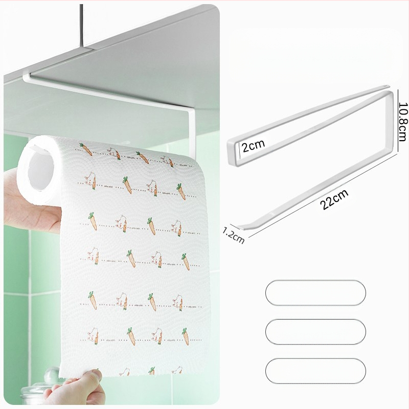 Pakabintas virtuvės popieriaus laikiklis be gręžimo, kvadratinis dizainas (Be gręžimo; Pakabos strypas; Popieriaus ritiniai ir plėvelė)