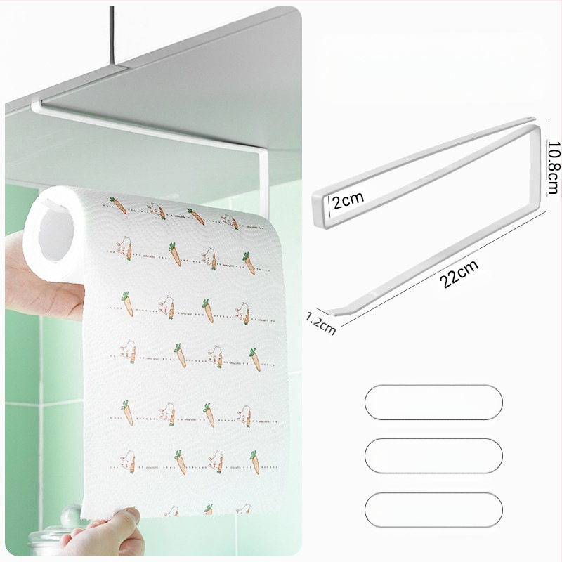 Pakabintas virtuvės popieriaus laikiklis be gręžimo, kvadratinis dizainas (Be gręžimo; Pakabos strypas; Popieriaus ritiniai ir plėvelė)