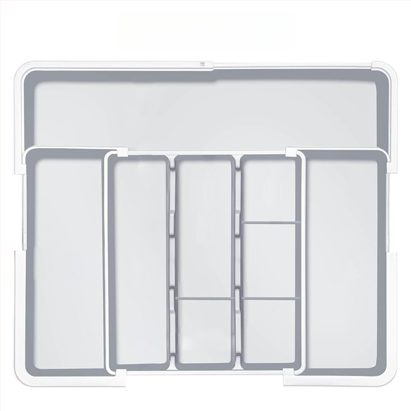 Izvelkams virtuves ēdienu piederumu organizators atvilktnei — iebūvēts, vienkāršs un mūsdienīgs stils, modelis 8045, PP/ABS