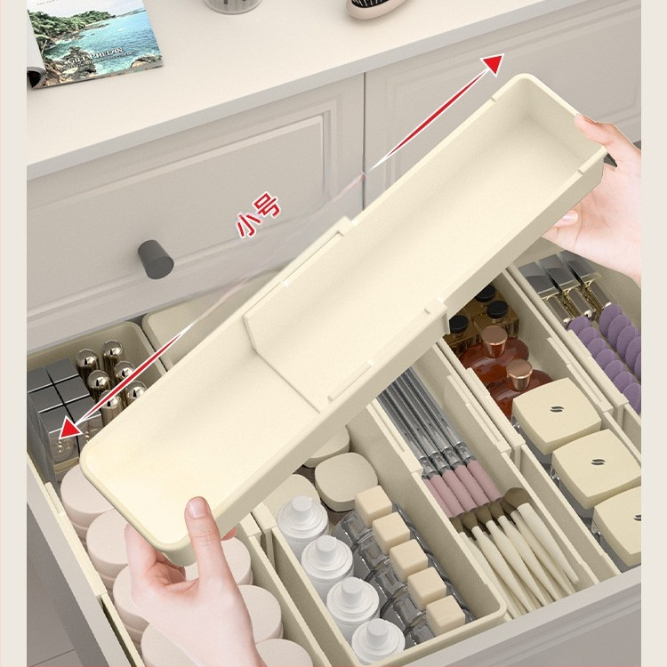 Οργανωτής Μακιγιάζ Συρταριού με Ρυθμιζόμενους Διαχωριστές και Θήκη για Κραγιόν – Πλαστικό, 1 επίπεδο, Επιτραπέζια Αποθήκευση