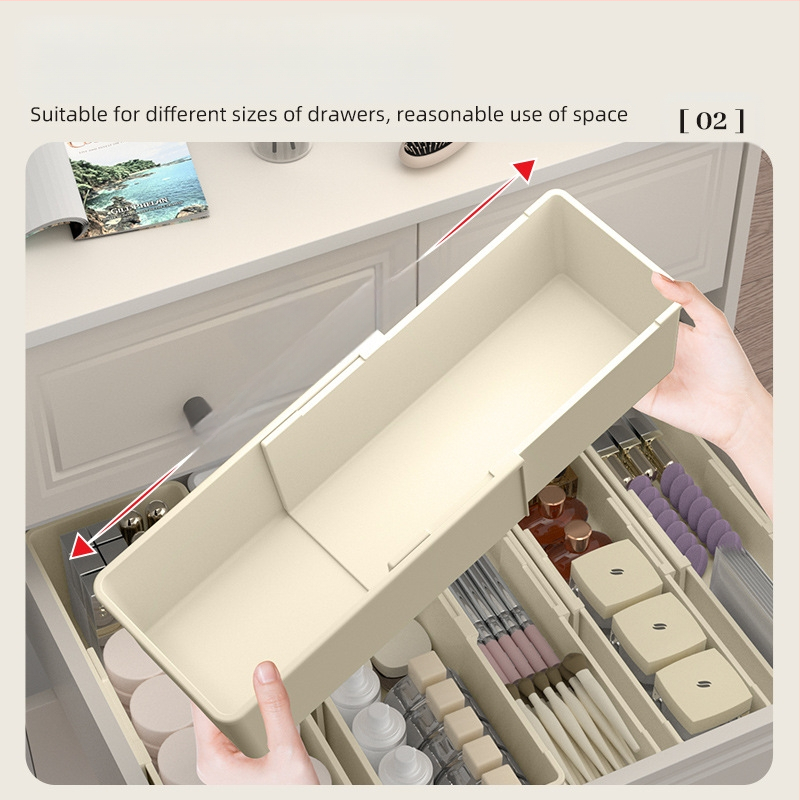 Οργανωτής Μακιγιάζ Συρταριού με Ρυθμιζόμενους Διαχωριστές και Θήκη για Κραγιόν – Πλαστικό, 1 επίπεδο, Επιτραπέζια Αποθήκευση