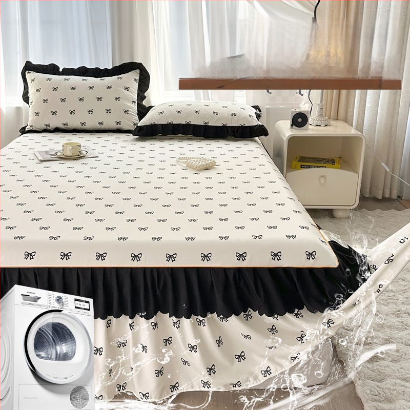 Donglei ελαστικό σεντόνι στρώματος, πολυεστέρας, ριγέ ταϊ-ντάι εκτύπωση, απλό ύφασμα, στυλ πριγκίπισσα/κορεάτικο