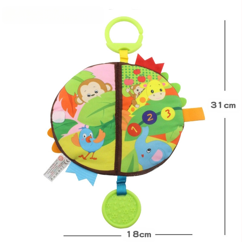 Βρεφικό 3D βιβλίο από ύφασμα με δυνατότητα μασήματος, κρεμάστό στο κρεβάτι, σελίδες με ήχο (0–3 ετών)