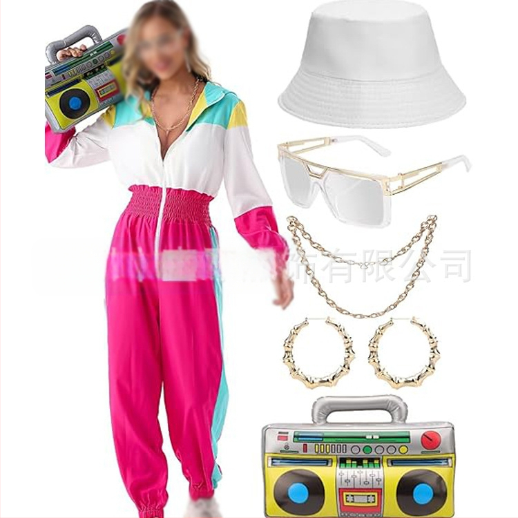 Sieviešu jumpsuit ar elastīgu jostu, garām piedurknēm, poliesteris, hipiju retro apdruka, pavasaris 2025