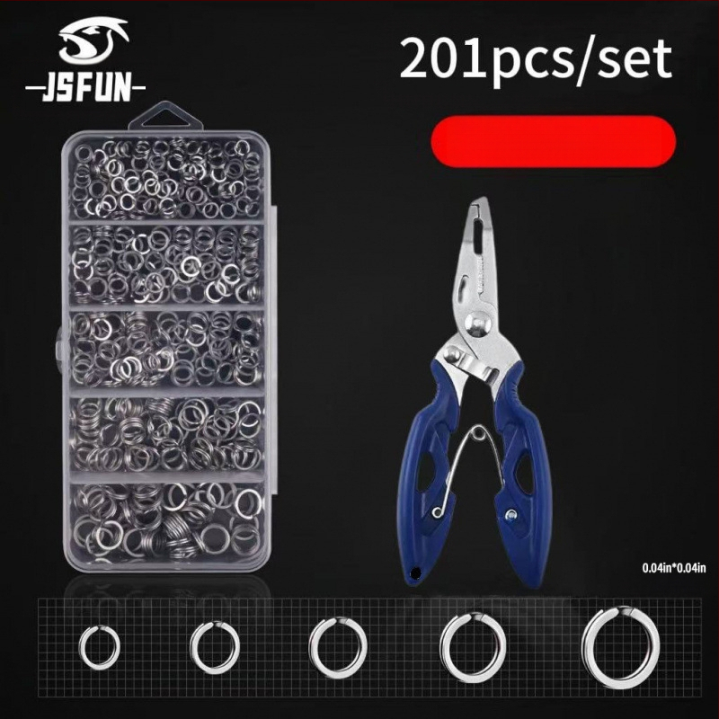 201 gabalu makšķerēšanas knaibles komplekts ar dubultā gredzena dizainu - ABS materiāls, makšķerēšanas piederumi