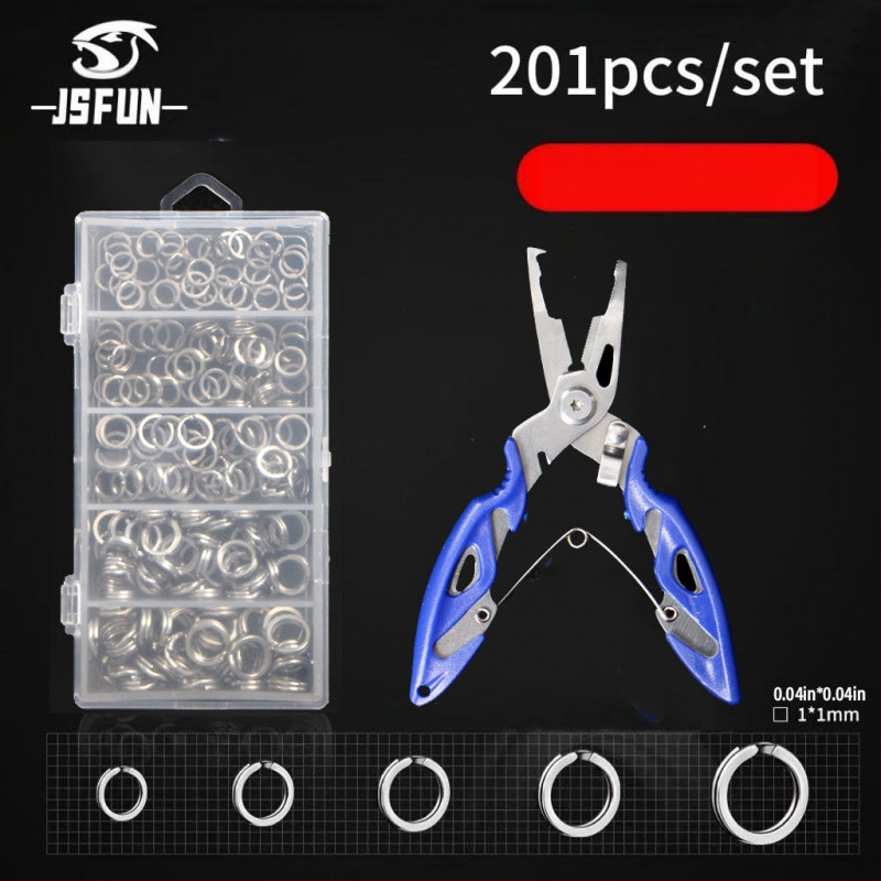 201 gabalu makšķerēšanas knaibles komplekts ar dubultā gredzena dizainu - ABS materiāls, makšķerēšanas piederumi