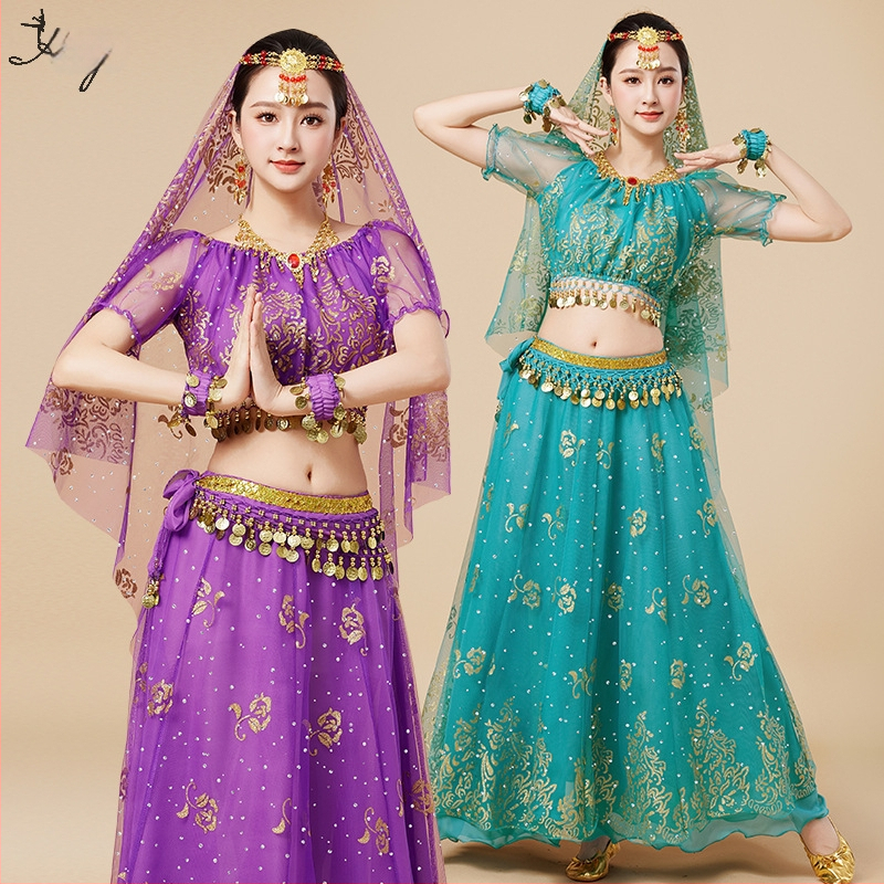 Huayu Σετ ενδυμάτων χορού της κοιλιάς για γυναίκες — 120D chiffon + floral gauze, ύφασμα νάιλον, Καλοκαίρι 2024 κυκλοφορία