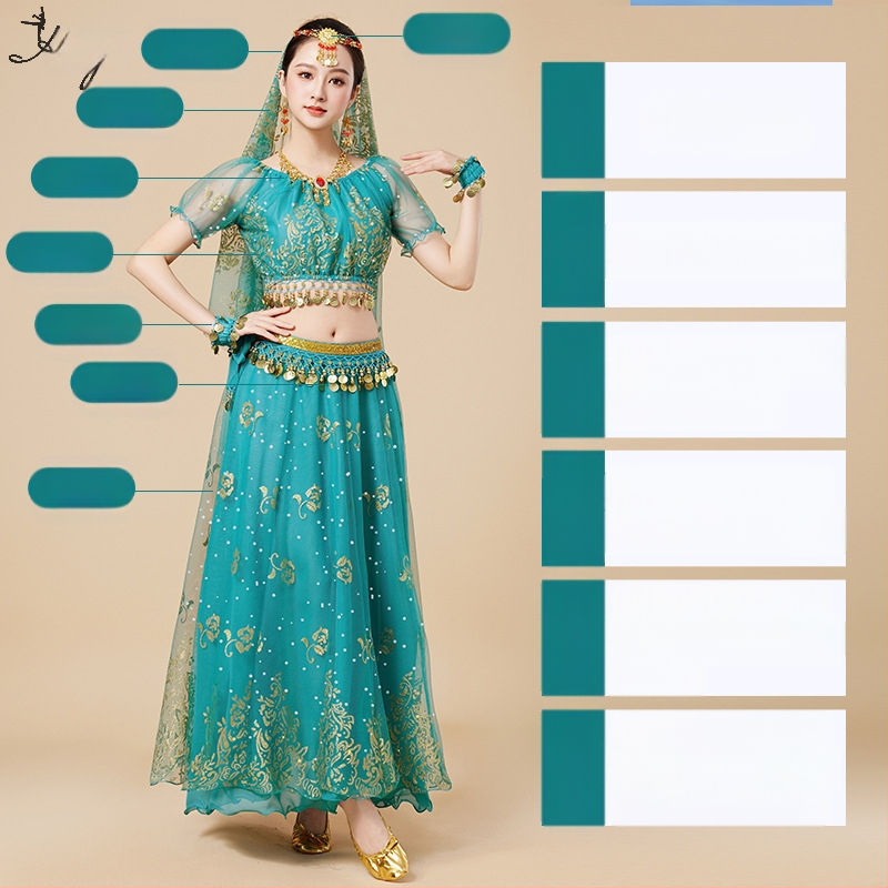 Huayu Σετ ενδυμάτων χορού της κοιλιάς για γυναίκες — 120D chiffon + floral gauze, ύφασμα νάιλον, Καλοκαίρι 2024 κυκλοφορία