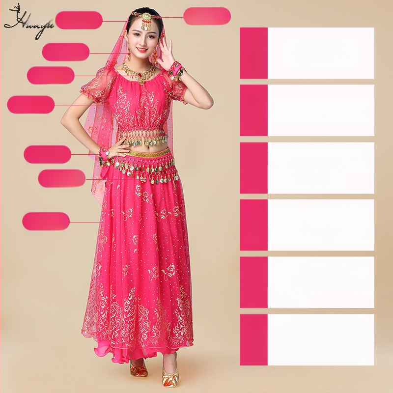 Huayu Σετ ενδυμάτων χορού της κοιλιάς για γυναίκες — 120D chiffon + floral gauze, ύφασμα νάιλον, Καλοκαίρι 2024 κυκλοφορία