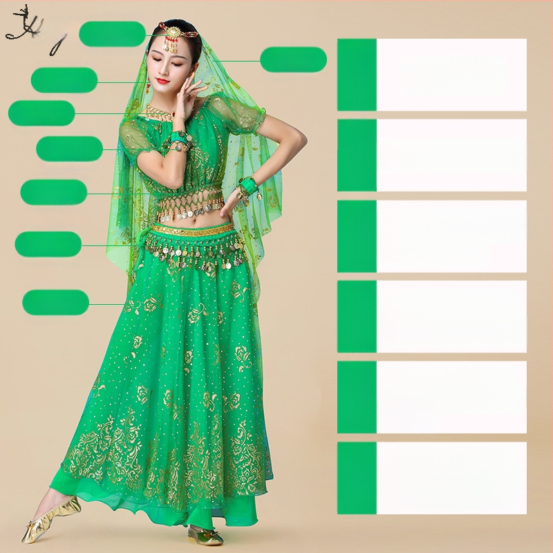 Huayu Σετ ενδυμάτων χορού της κοιλιάς για γυναίκες — 120D chiffon + floral gauze, ύφασμα νάιλον, Καλοκαίρι 2024 κυκλοφορία