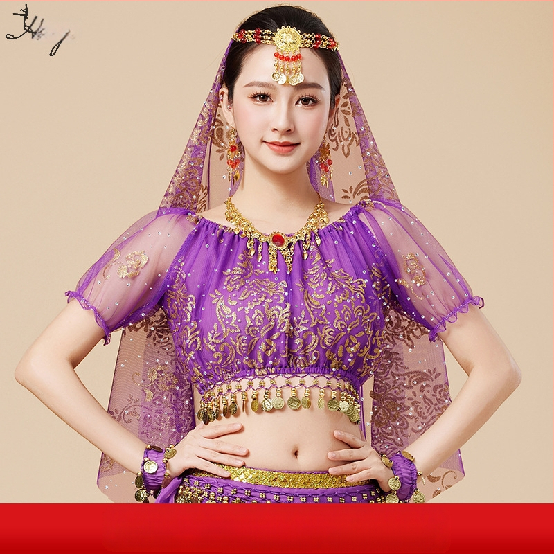 Huayu Σετ ενδυμάτων χορού της κοιλιάς για γυναίκες — 120D chiffon + floral gauze, ύφασμα νάιλον, Καλοκαίρι 2024 κυκλοφορία