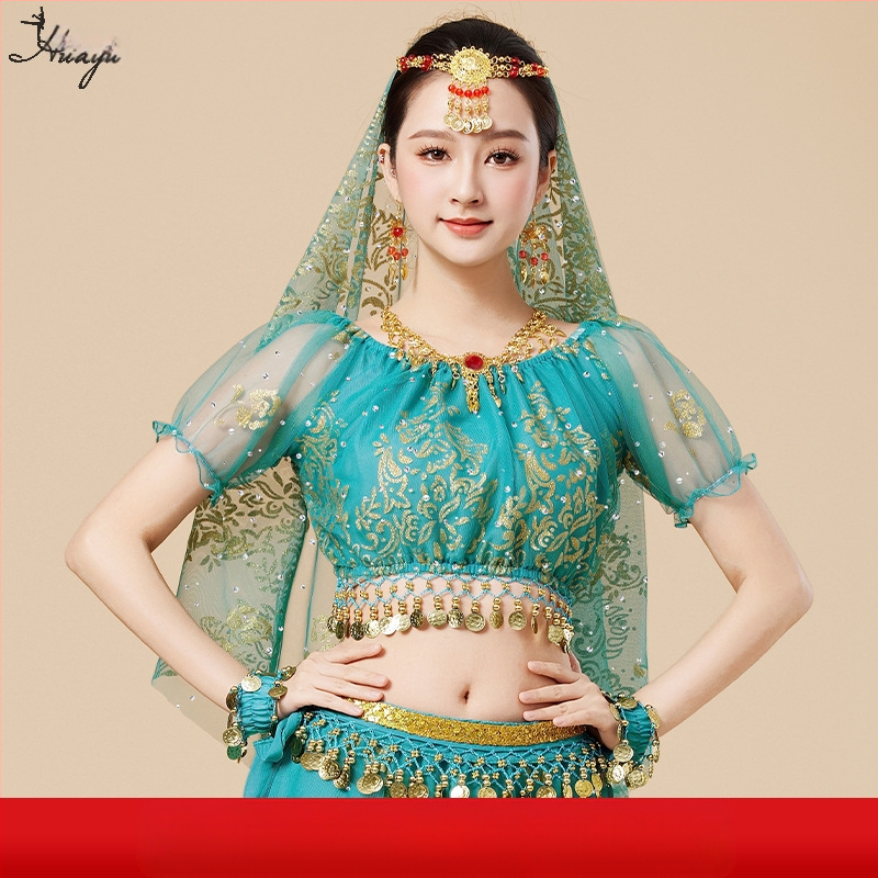 Huayu Σετ ενδυμάτων χορού της κοιλιάς για γυναίκες — 120D chiffon + floral gauze, ύφασμα νάιλον, Καλοκαίρι 2024 κυκλοφορία