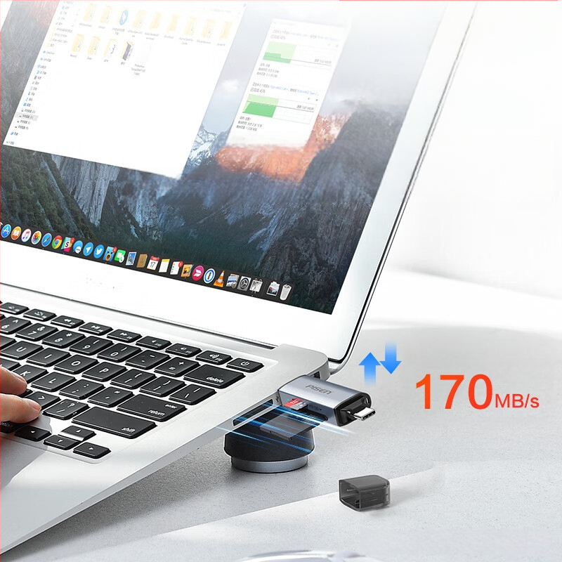 Pisen Αναγνώστης Καρτών USB-C/USB με Διπλή Διασύνδεση για SD και TF Κάρτες (USB 3.0)
