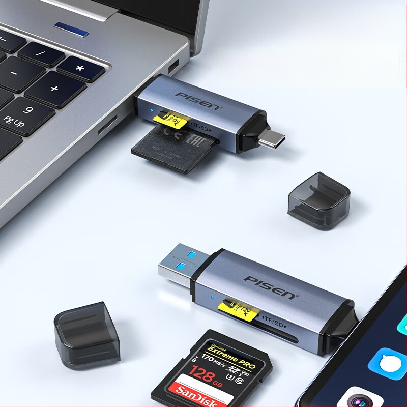 Pisen Αναγνώστης Καρτών USB-C/USB με Διπλή Διασύνδεση για SD και TF Κάρτες (USB 3.0)