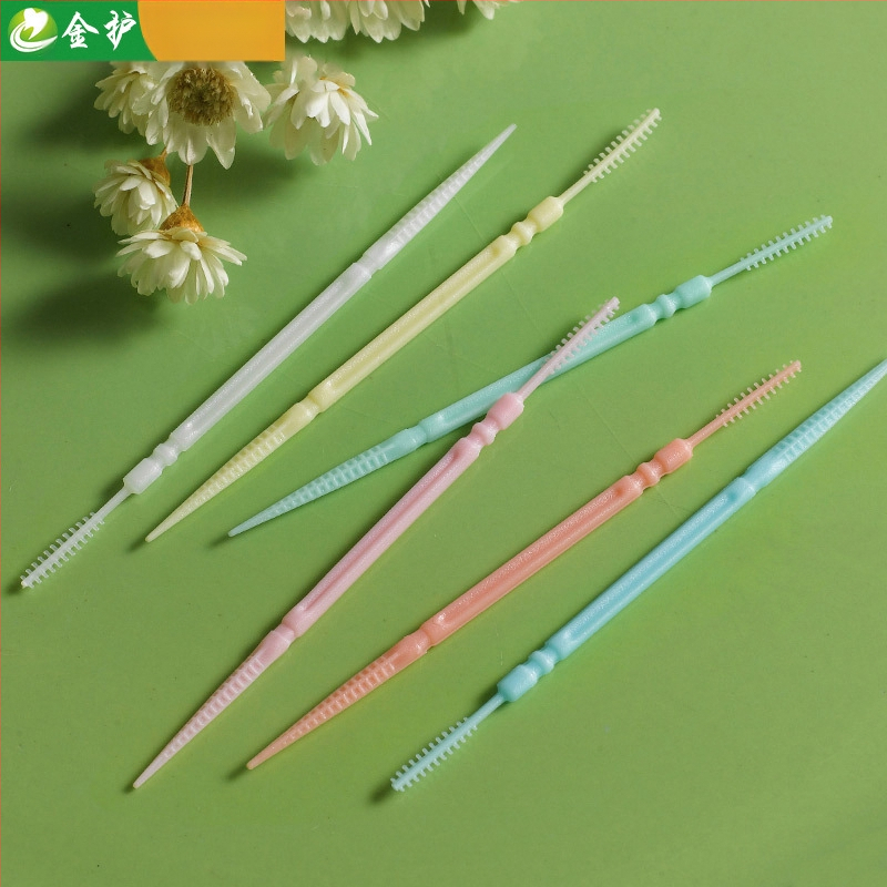 Διπλοκεφαλείς οδοντοκάλες από πλαστικό σε σχήμα ραβδιού-οστού ψαριού, μιας χρήσης, PP για τρόφιμα, 200–300 τεμάχια ανά φιάλη, 96 φιάλες ανά πακέτο, Toothguard/Gold Guard