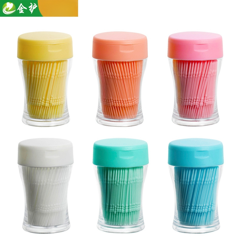 Διπλοκεφαλείς οδοντοκάλες από πλαστικό σε σχήμα ραβδιού-οστού ψαριού, μιας χρήσης, PP για τρόφιμα, 200–300 τεμάχια ανά φιάλη, 96 φιάλες ανά πακέτο, Toothguard/Gold Guard