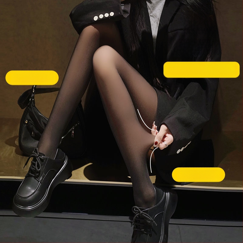 Pamutkeverék harisnya fleece béléssel és vastagított kivitelben télre, egyszínű mintázat, formázás, fényvisszaveredés elleni és súrlódás elleni védelem