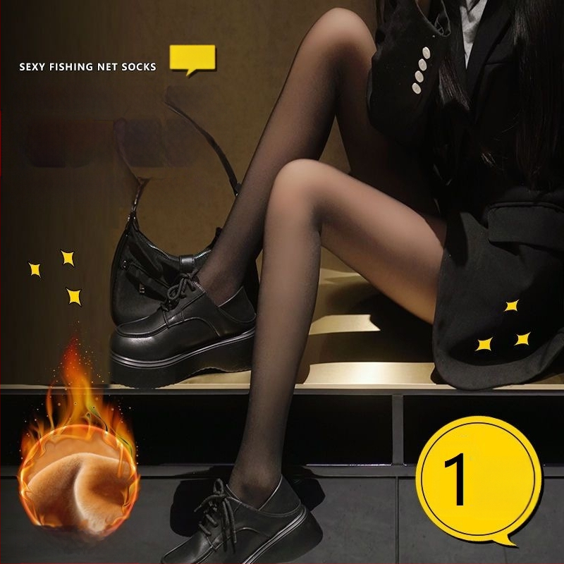 Pamutkeverék harisnya fleece béléssel és vastagított kivitelben télre, egyszínű mintázat, formázás, fényvisszaveredés elleni és súrlódás elleni védelem