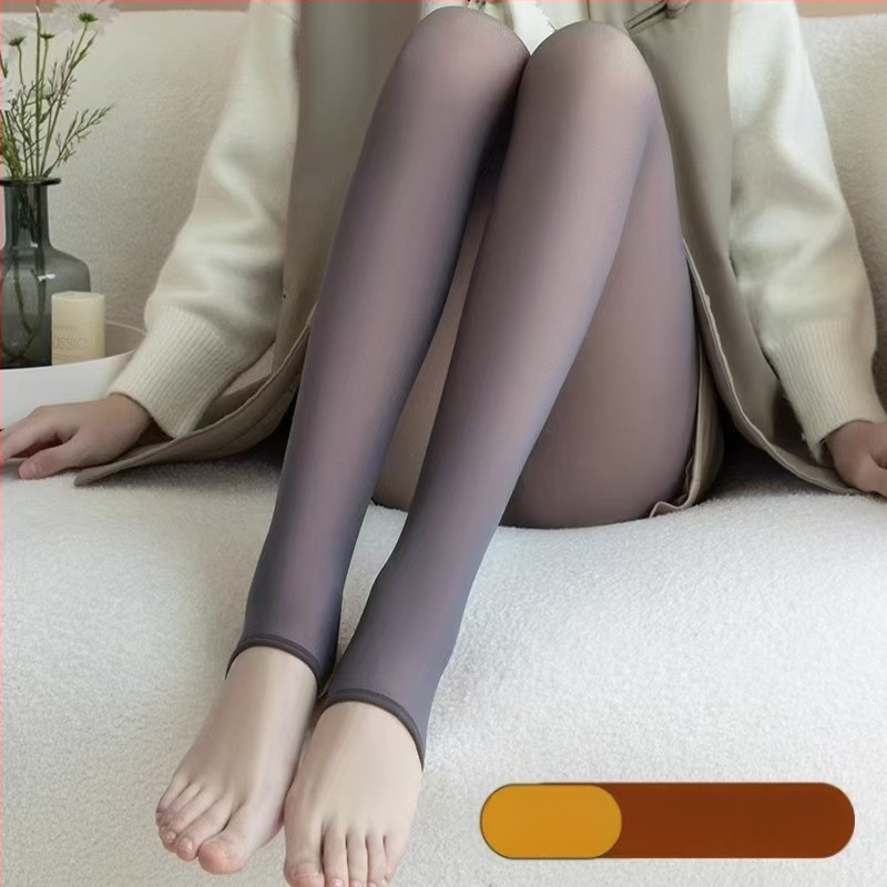 Pamutkeverék harisnya fleece béléssel és vastagított kivitelben télre, egyszínű mintázat, formázás, fényvisszaveredés elleni és súrlódás elleni védelem