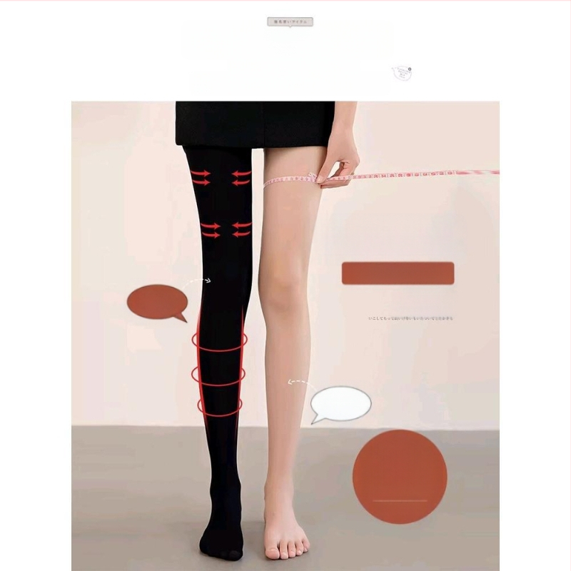 Női nylon harisnya micro-kompresszióval a lábak formázásához, láthatatlan, fenékemelés, egyszínű mintázat, közepes vastagság