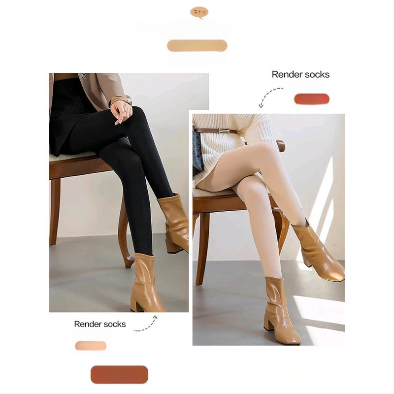 Női nylon harisnya micro-kompresszióval a lábak formázásához, láthatatlan, fenékemelés, egyszínű mintázat, közepes vastagság