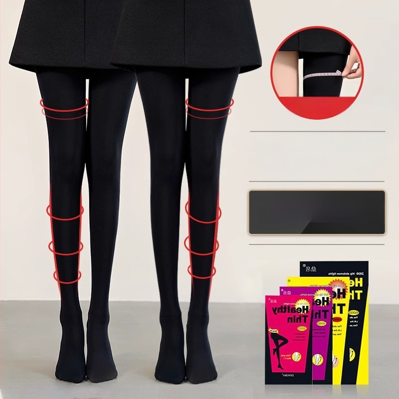 Női nylon harisnya micro-kompresszióval a lábak formázásához, láthatatlan, fenékemelés, egyszínű mintázat, közepes vastagság