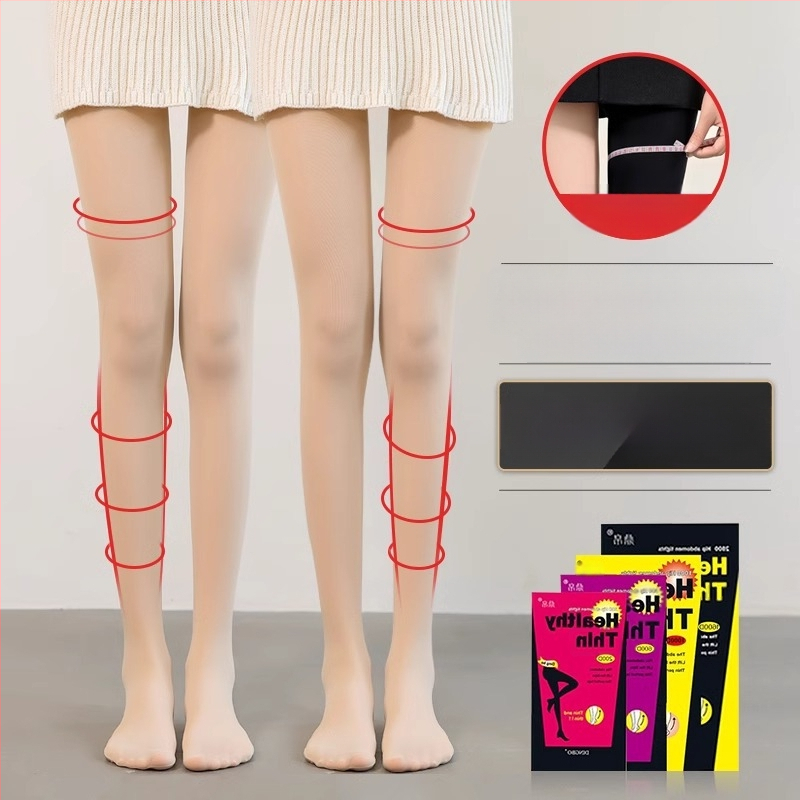 Női nylon harisnya micro-kompresszióval a lábak formázásához, láthatatlan, fenékemelés, egyszínű mintázat, közepes vastagság