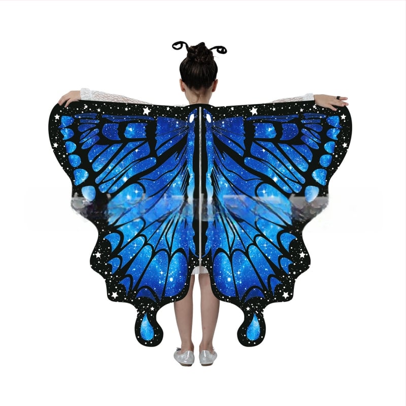 Μανδύας με φτερά πεταλούδας και ψηφιακή εκτύπωση, πολυεστέρας, ύφανση twill, συνδυασμός χρωμάτων, διακοσμητική, μεσαίο μήκος