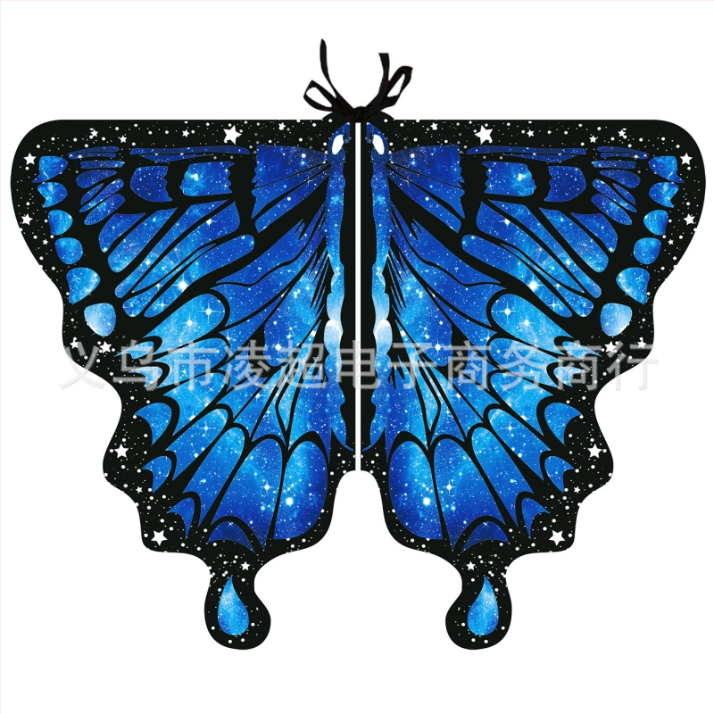 Μανδύας με φτερά πεταλούδας και ψηφιακή εκτύπωση, πολυεστέρας, ύφανση twill, συνδυασμός χρωμάτων, διακοσμητική, μεσαίο μήκος