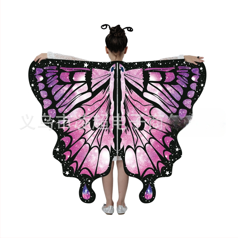 Μανδύας με φτερά πεταλούδας και ψηφιακή εκτύπωση, πολυεστέρας, ύφανση twill, συνδυασμός χρωμάτων, διακοσμητική, μεσαίο μήκος