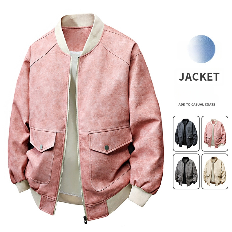 PU ādas jaka vīriešiem - vēja izturīga, ar kapuci, rāvējslēdzējs, pieguļošs griezums, ielas stils