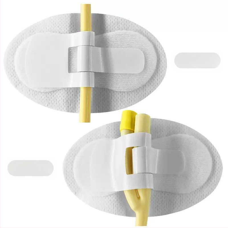 Αποστειρωμένος Φιξатор Καθετήρα με Οπή Αποχέτευσης, από μη υφαντό και ελαστικό ύφασμα, με ιατρικό κόλλητικό, ατομικά συσκευασμένο