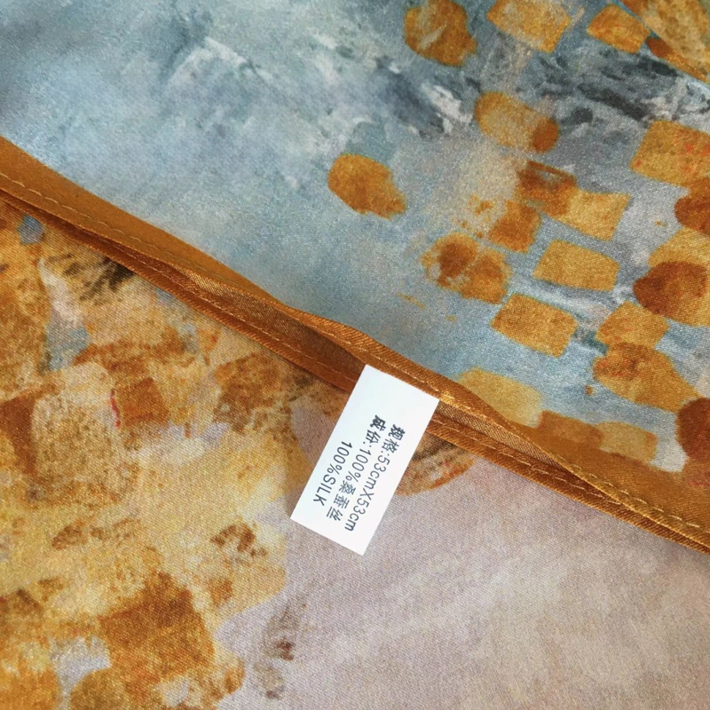 Μεταξένιος τετράγωνος φουλάρι, σατινέ ύφανση, 100% μετάξι, Άνοιξη 2024, φρέσκο και γλυκό στυλ