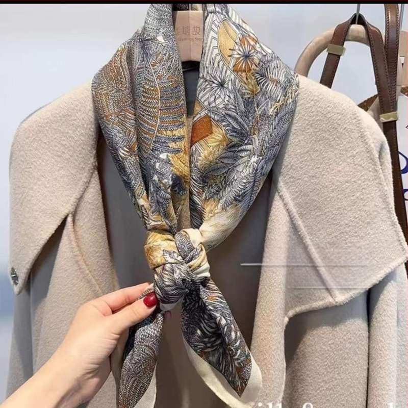 Vilnonis šalis su paprastu audimą, spauda, didelis kvadratas, asmeninis stilius, 2024 m. žiema