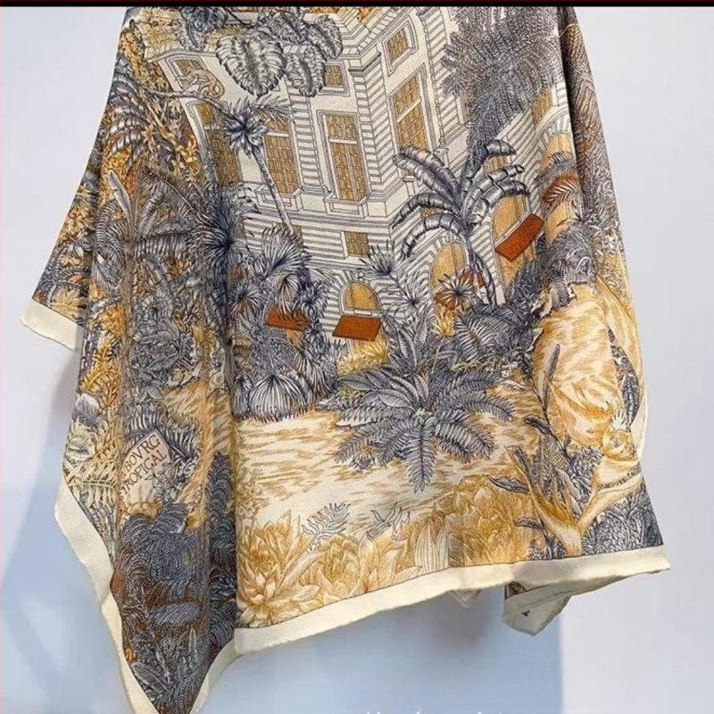 Vilnonis šalis su paprastu audimą, spauda, didelis kvadratas, asmeninis stilius, 2024 m. žiema