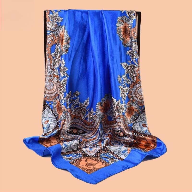 Kvadratinis šalikas, satino audinys, spauda, paprastą pynimą, šiuolaikinis miesto stilius (Vasaros 2021)