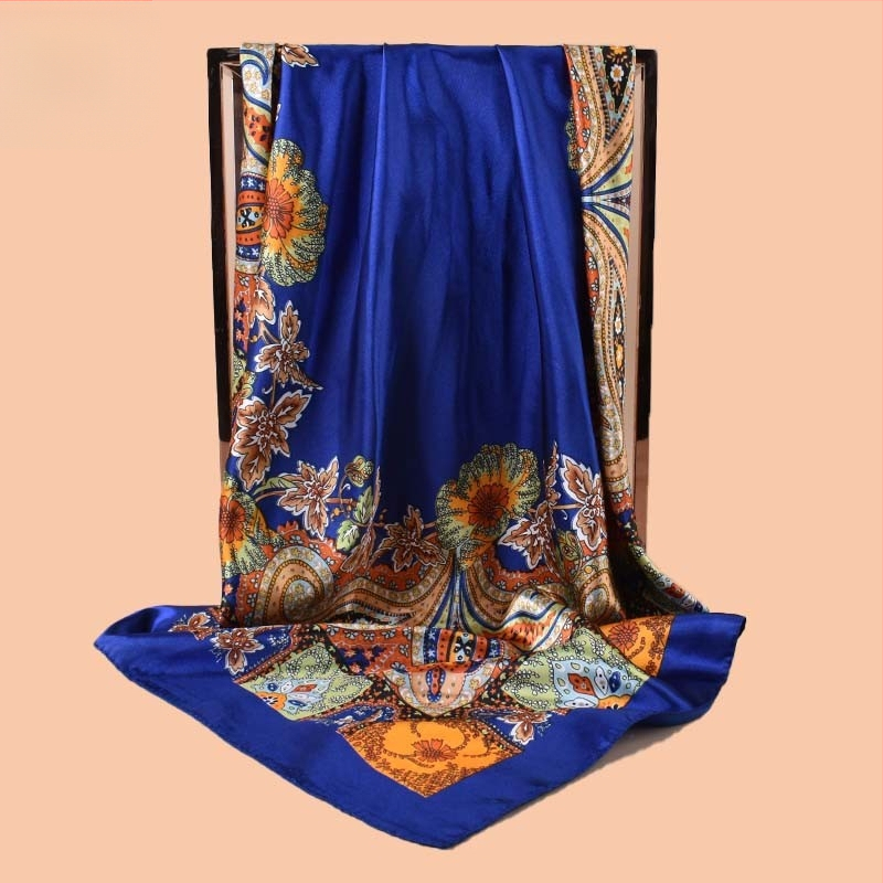 Kvadratinis šalikas, satino audinys, spauda, paprastą pynimą, šiuolaikinis miesto stilius (Vasaros 2021)