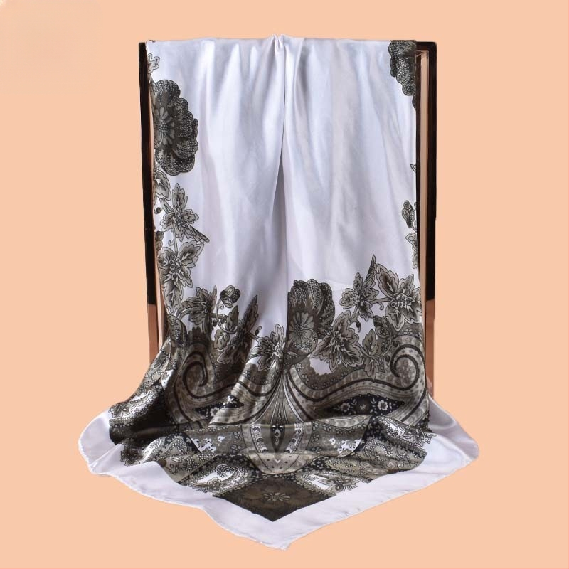 Kvadratinis šalikas, satino audinys, spauda, paprastą pynimą, šiuolaikinis miesto stilius (Vasaros 2021)