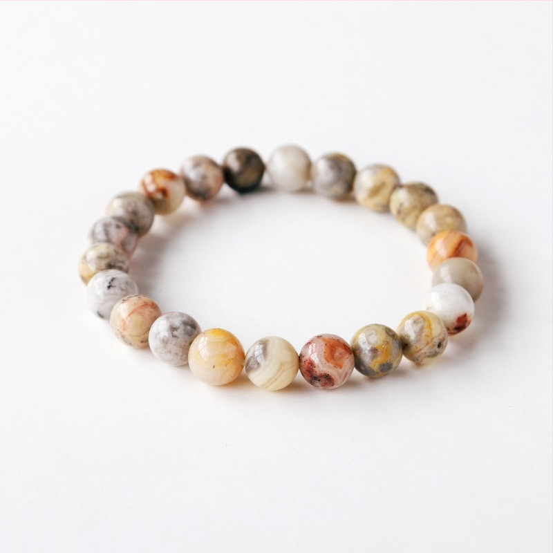 Natūralaus kristalo apyrankė – poliruota, unisex, paprastas geometrinis stilius, kilmė Yiwu