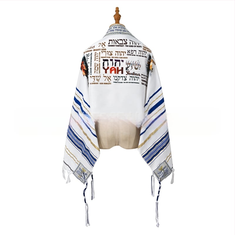 Unisex šalikas su siuvinėjimu ir žakardo poliesteriu, totemo raštas, spauda, papildomas ilgis