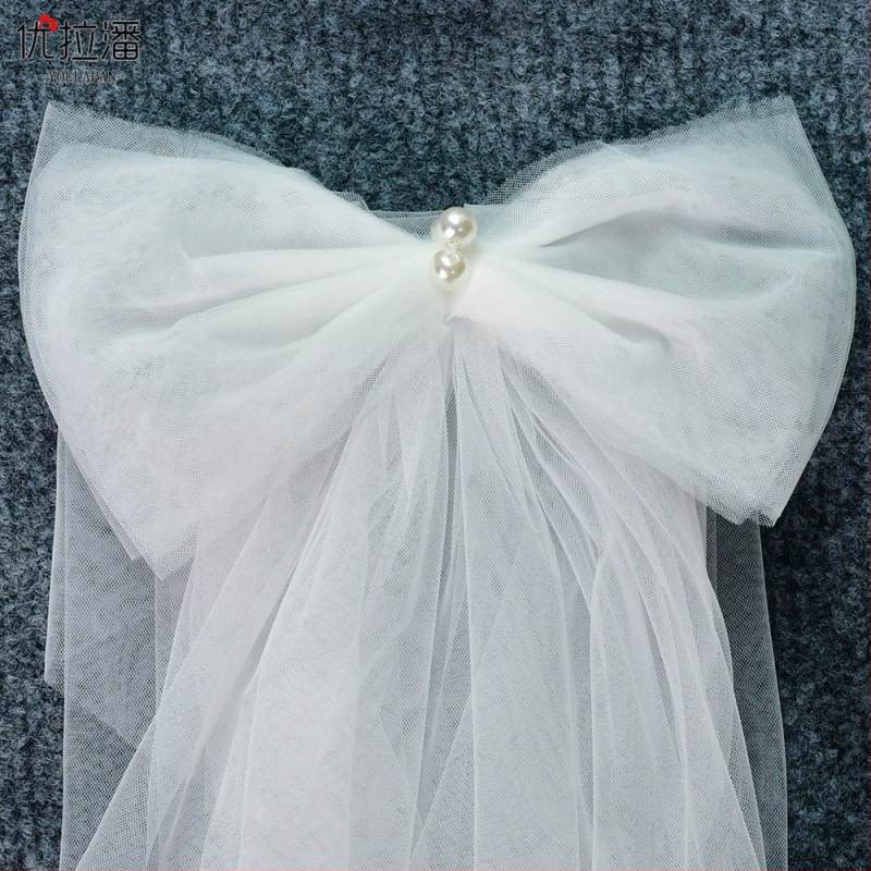 Κάλυμμα ώμου για νυφικό φόρεμα - Αποσπώμενο διακοσμητικό φιόγκο, χειροποίητο, μονόχρωμο μοτίβο, VG34, Yulapan