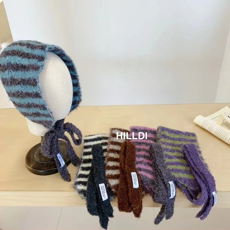 Φουλάρι κορεατικού στυλ με ρίγες, πλεκτό σε απλό πλέξιμο, για ζεστό χειμώνα