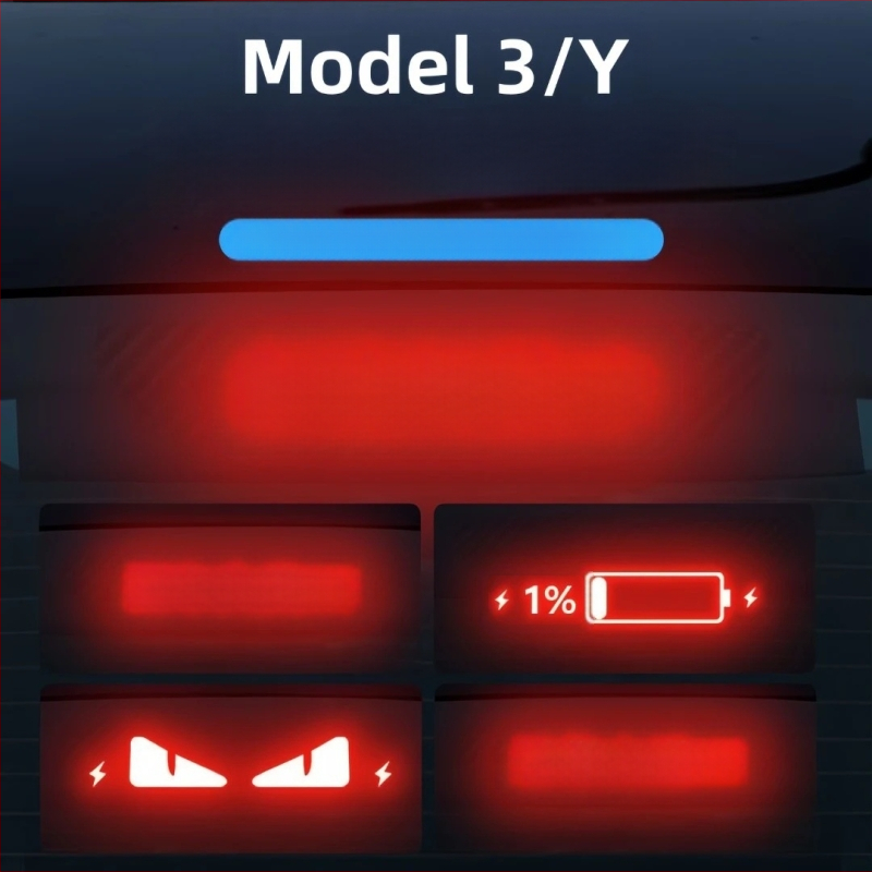 Στικερ φωτιστικού αυτοκινήτου για Tesla Model 3/Y με υφή ανθρακονημάτων, υλικό αντίγραφο ανθρακονήματος, εγκατάσταση με κύπελλο αναρρόφησης, προσαρμόσιμο