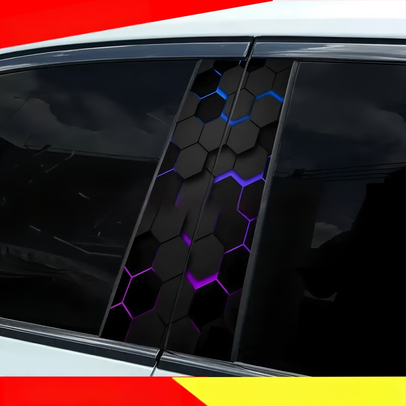 Διακοσμητικό αυτοκόλλητο για το B-pilar αυτοκινήτου, κυψελοειδής σειρά, αυτοκόλλητος τύπος, υλικό: αυτοκόλλητο