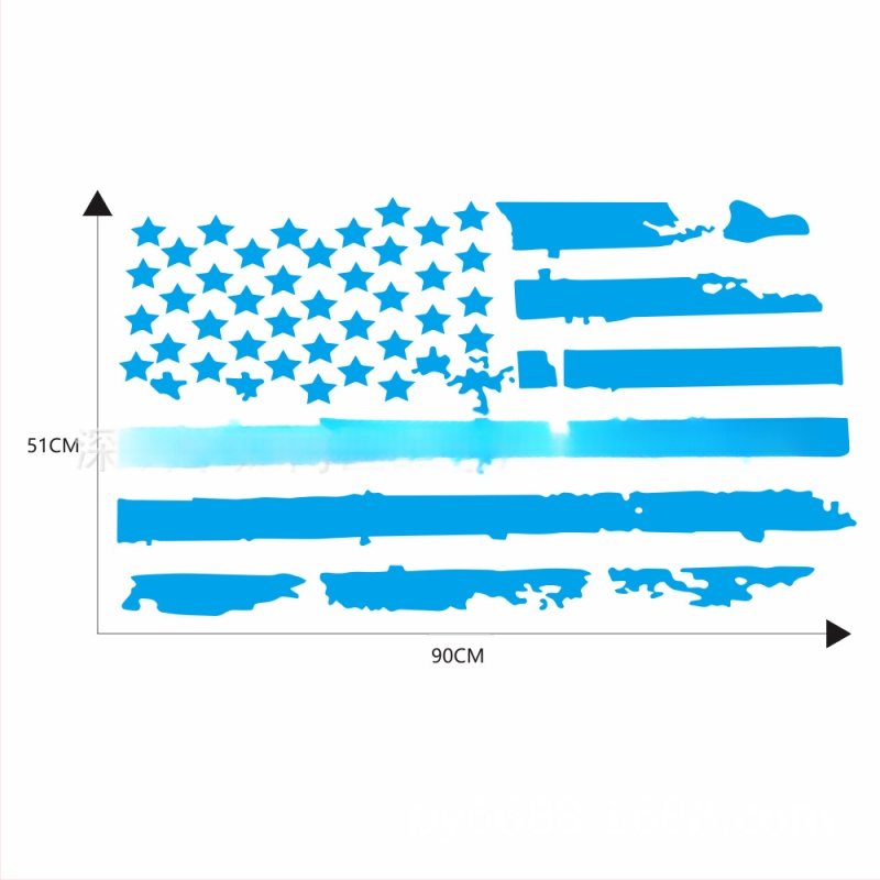 D-778 Ραγισμένος αμερικάνικος σημαίας τοτέμ για το καπό αυτοκινήτου — αυτοκόλλητο σώματος, τοποθέτηση με κόλλα, μοτίβο 11, δυνατότητα παραμετροποίησης