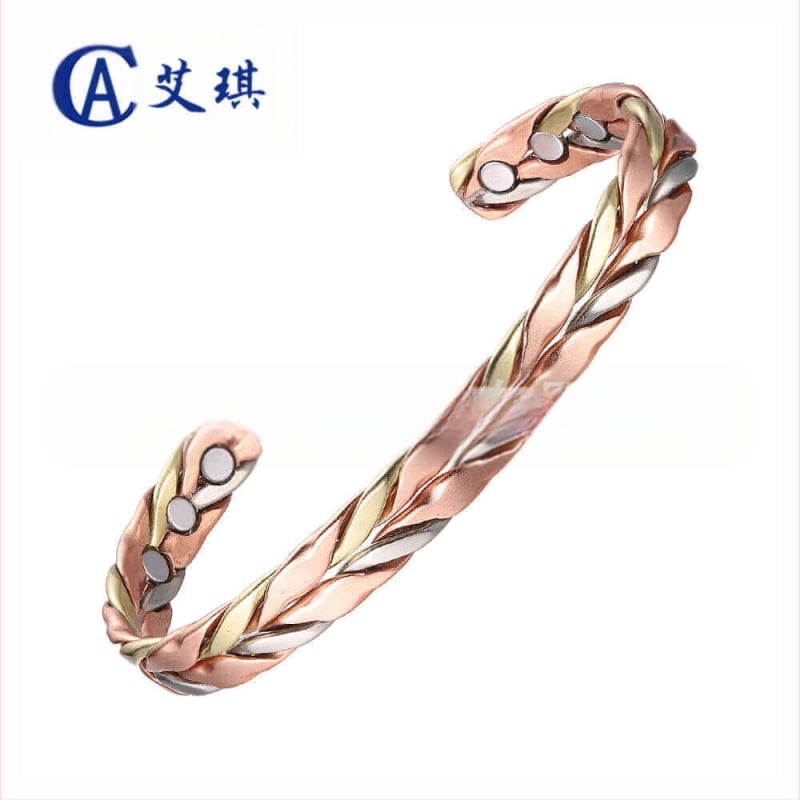 Χαλκόβραχιόλι με μαγνητική θεραπεία για γυναίκες, χειροποίητο, γεωμετρικό σχέδιο σε κορεατικό στυλ