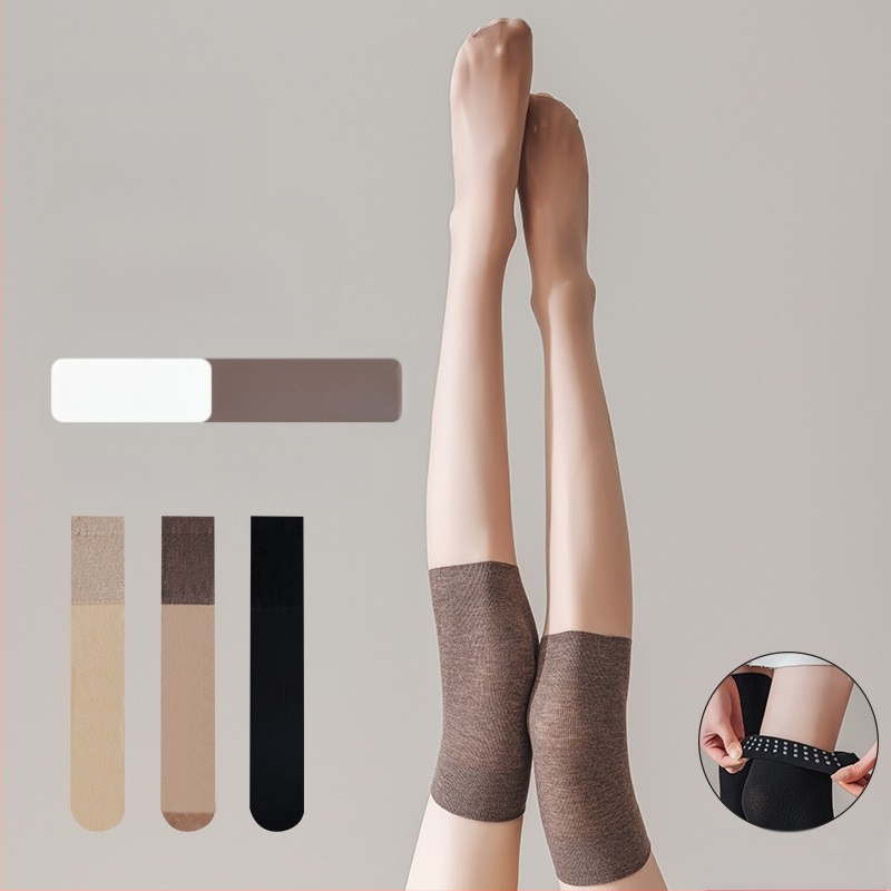 Γυναικείες κάλτσες μέχρι το γόνατο από νάιλον, λεπτές, 15D, με αντιολισθητική σιλικόνη, αντιτριβή