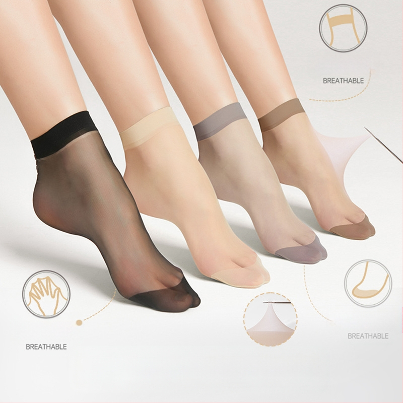 Langsha Crystal Șosete - Nailon Ultra-Subțire, Ciorapi Scurți pentru Femei, Absorbție a Transpirației, Tub Mediu
